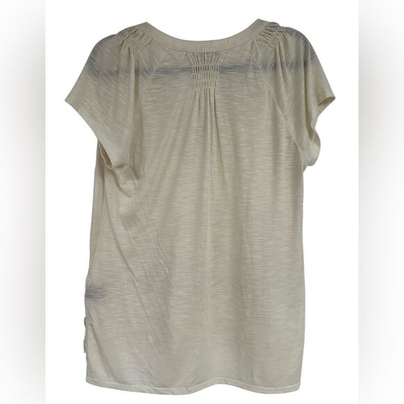 Retro-ology Womens Lightweight Embroidered  Top. Ivory Color. Size Large - Picture 2 of 8